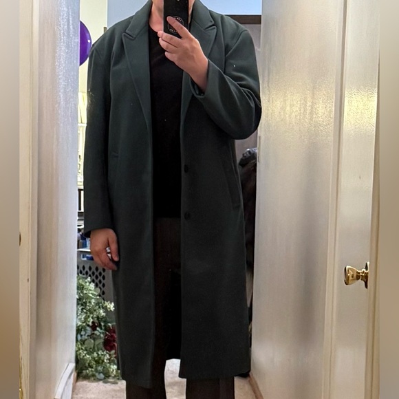 Mens 46R bottle green wooly peak collar overcoat - Picture 2 of 5